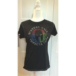 New Unisex Black Official Spartan Race Trifecta Tribe T-Shirt Size Medium